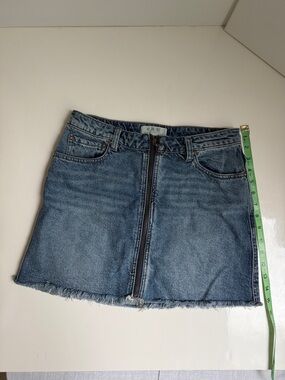 Free People We the Free Denim Front-Zip Mini Skirt - Blue 28